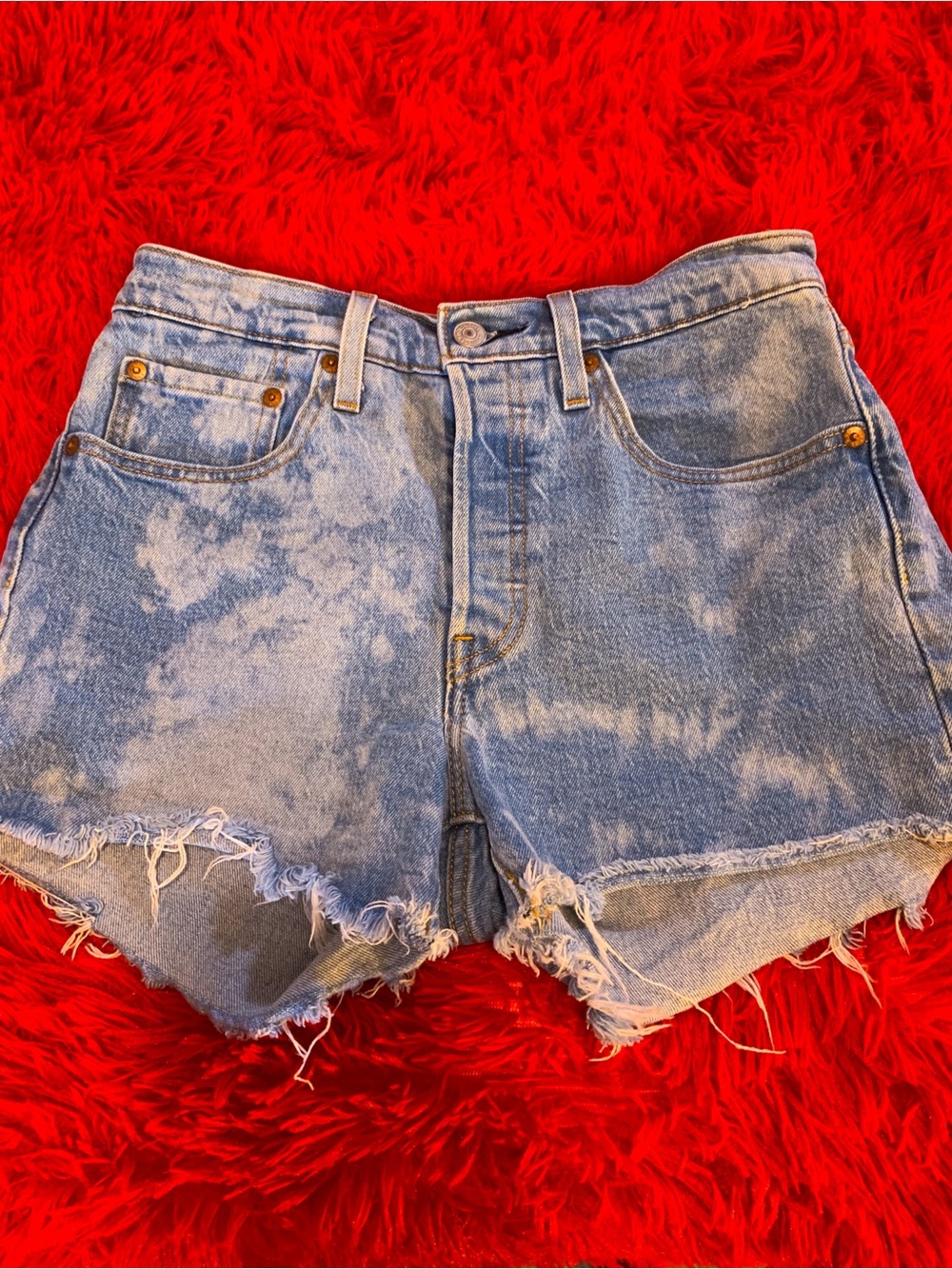 Levi's 501 Light Blue Acid-Wash Denim Cutoff Shorts 100% Authentic XS/S